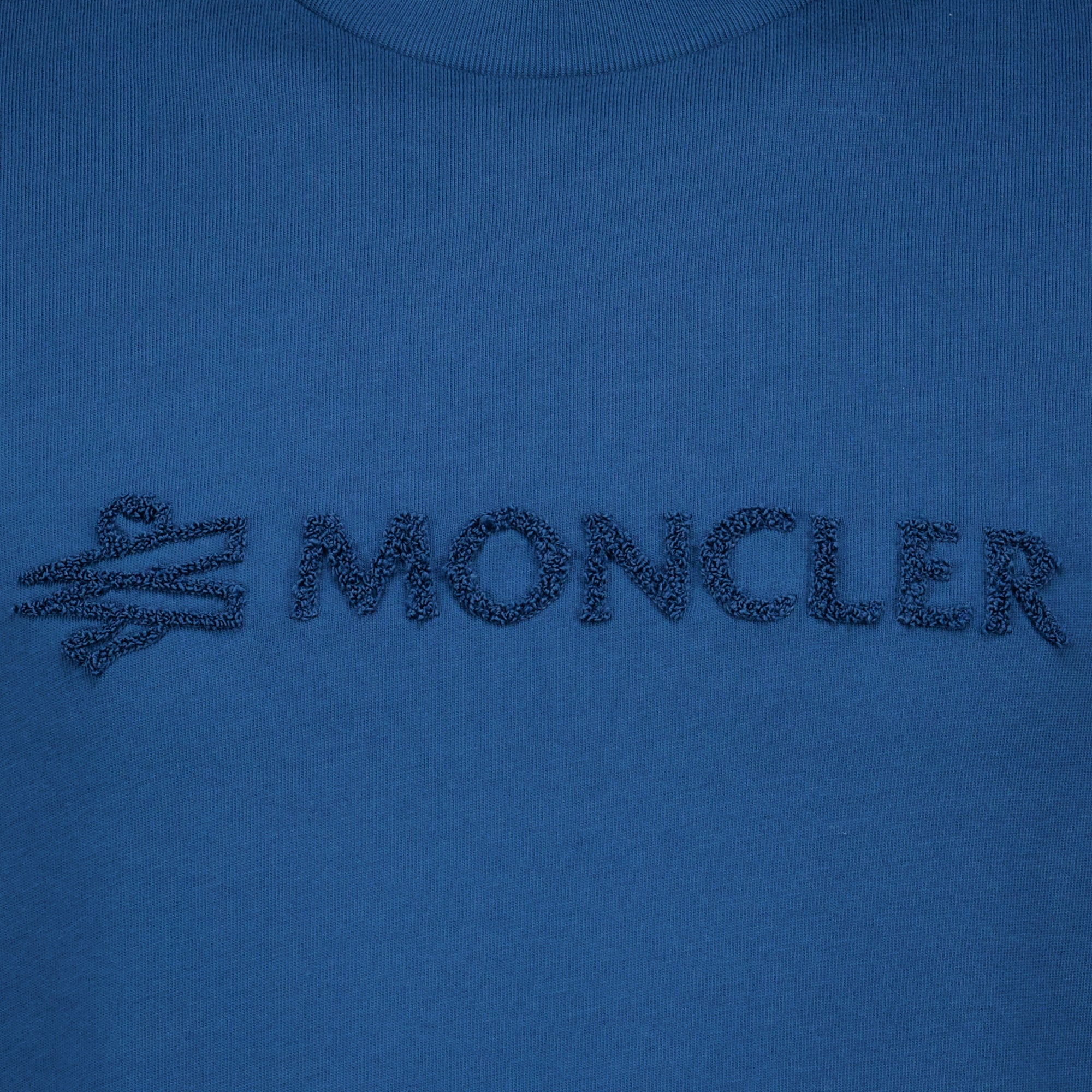T-shirts Camiseta de Algodón con Logo Azul Moncler Bleu Homme