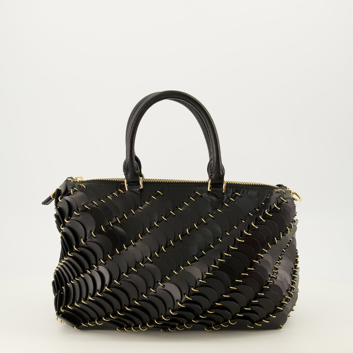 Sacs à main et épaule Borsa Boston in pelle nera Rabanne Noir Femme