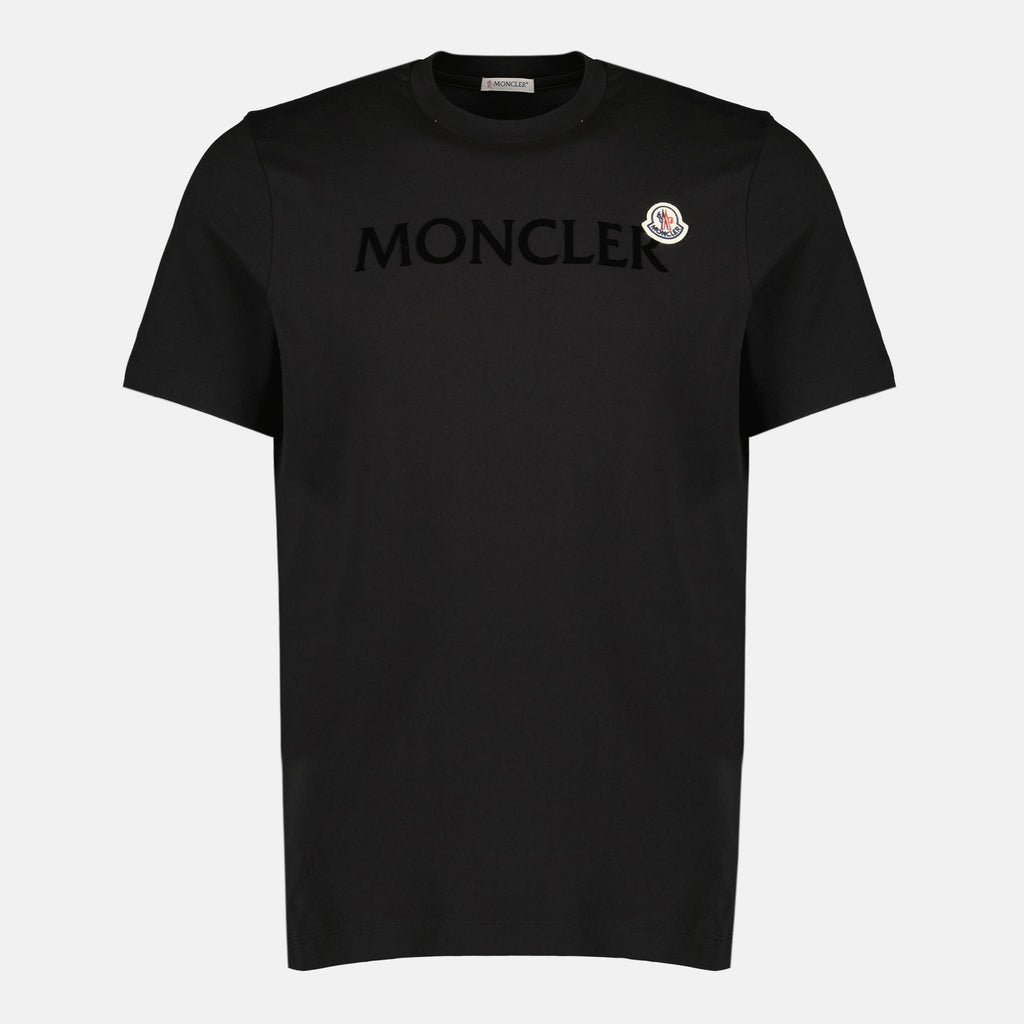 Image de l'article T-shirt à logo floqué noir de la marque Moncler pour Homme - Saison Printemps-Été 2026 - Vue de Face