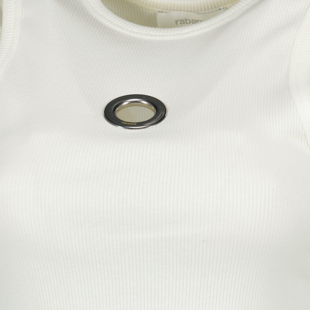 Immagine dell'articolo Canotta bianca in cotone del marchio Rabanne per Donna - Stagione Primavera-Estate 2026 - Vista Dettagliata 1