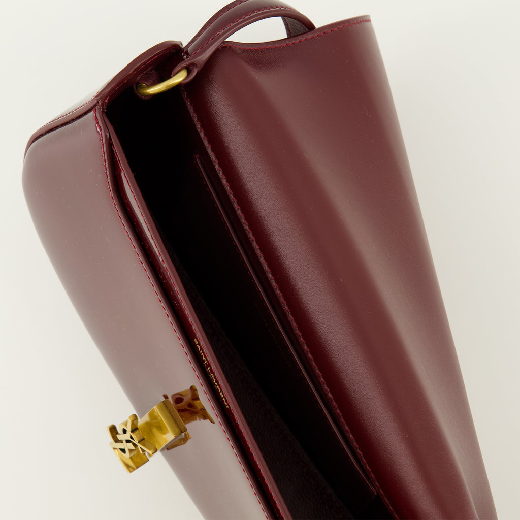 Sacs à main et épaule Borsa Voltaire in Pelle Patinata Bordeaux Saint Laurent Bordeaux Femme