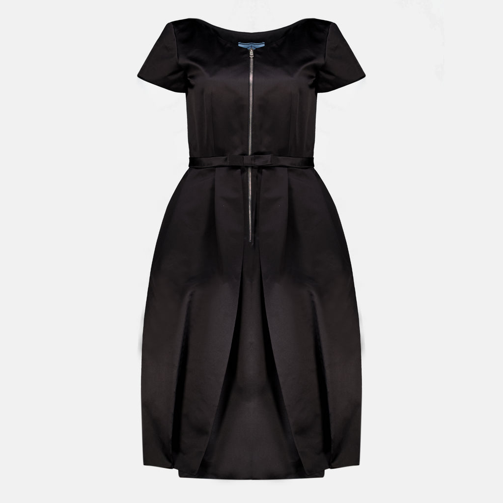 Robes Black Silk Duchess Dress Prada Noir Femme