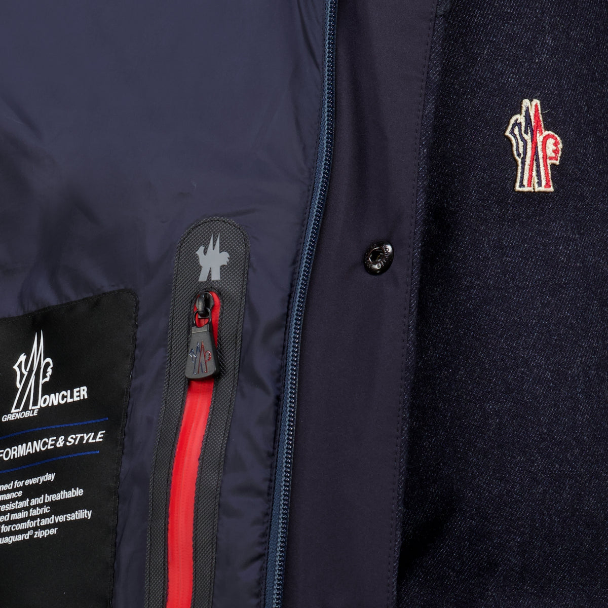 Manteaux Servance Denim Effekt Ski Daunenjacke Moncler Grenoble Bleu foncé Homme