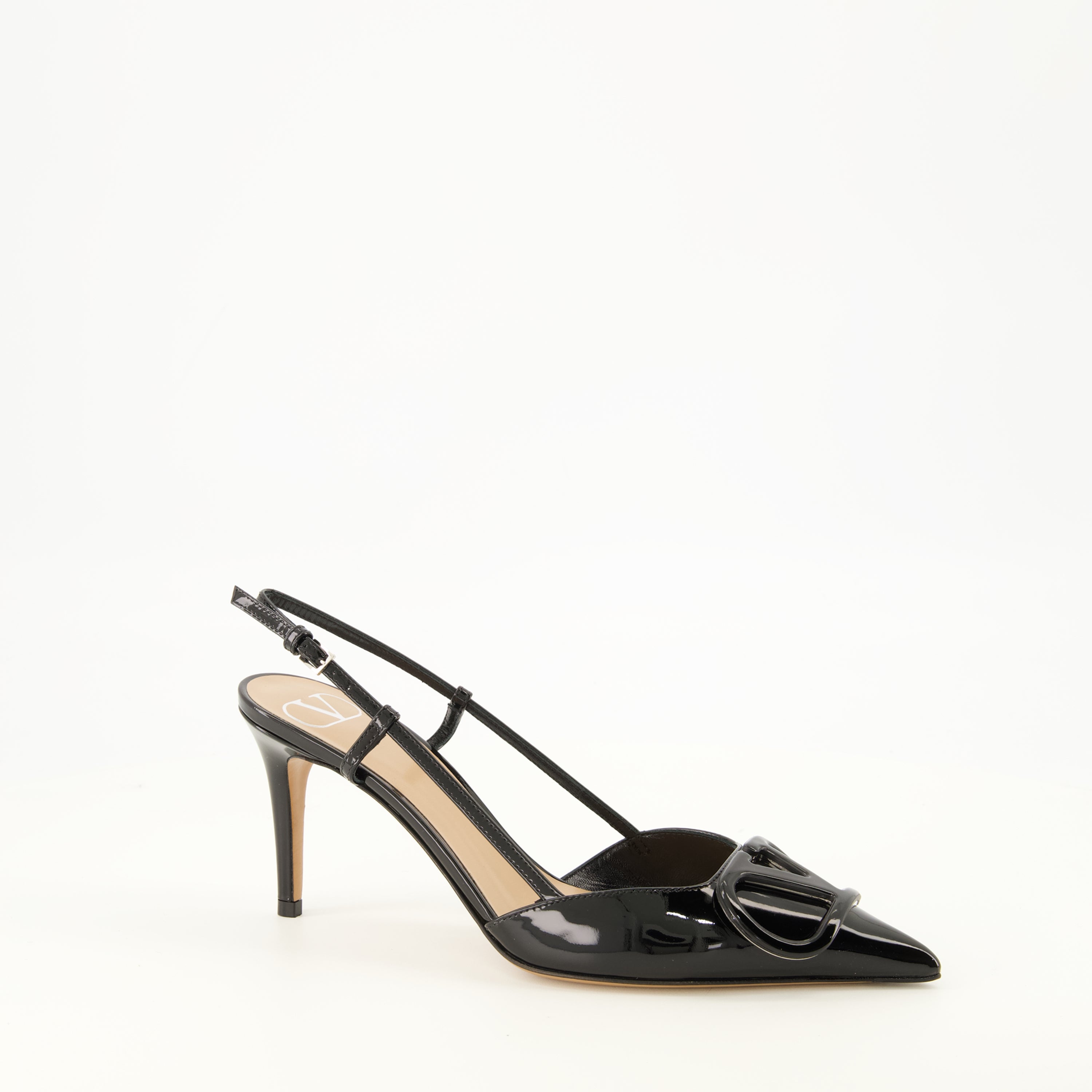 Escarpins VLogo Pumps de Cuero Charol Valentino Garavani Noir Femme