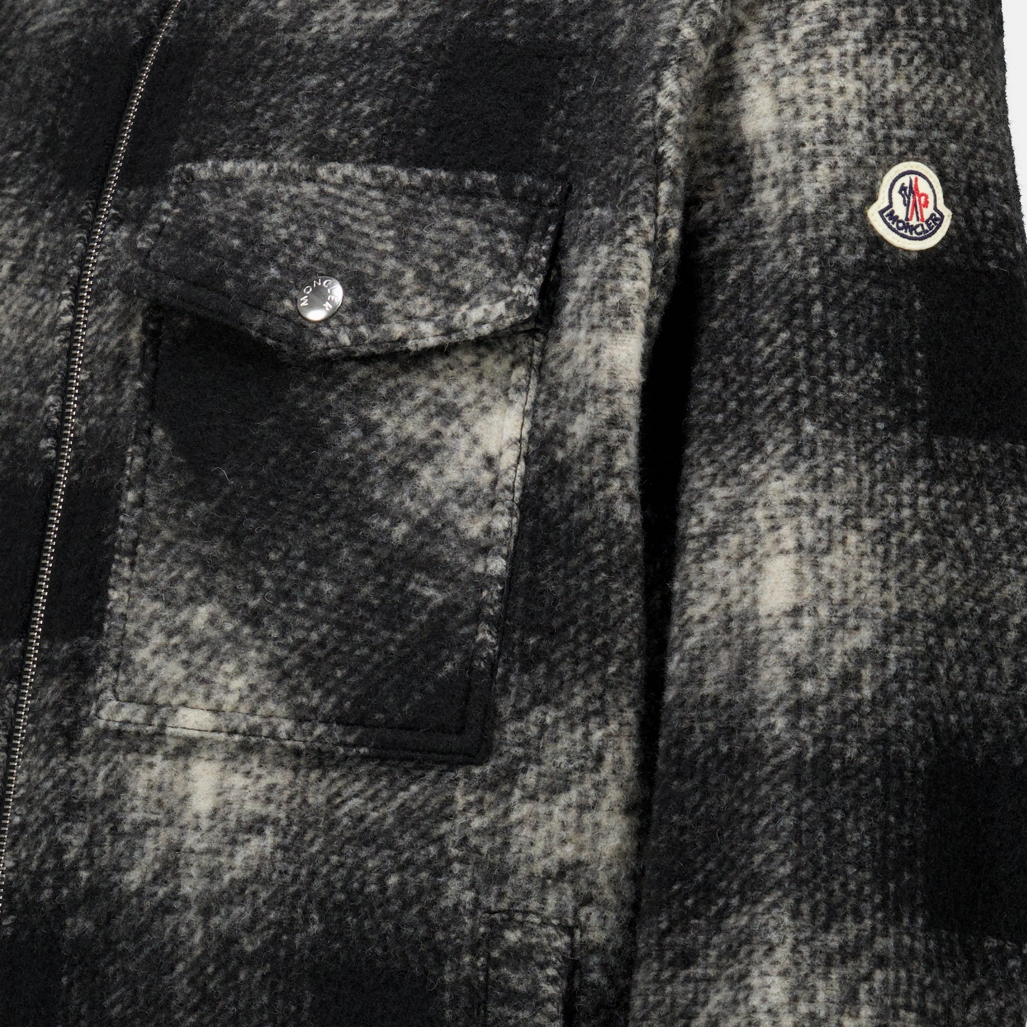 Vestes Camisa de Cuadros Negra con Cierre Moncler Noir Homme
