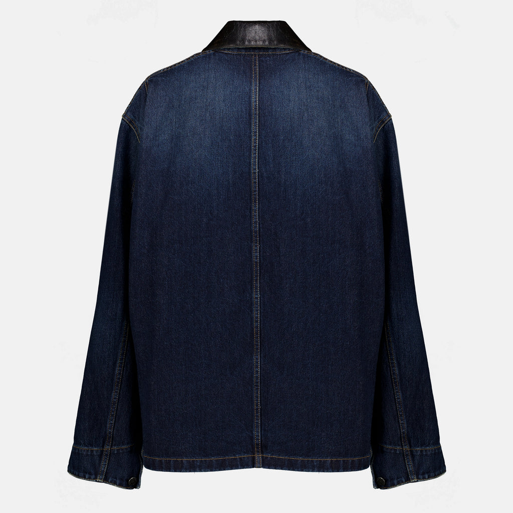 Vestes 다크 블루 데님과 가죽 자켓 Prada Bleu foncé Femme