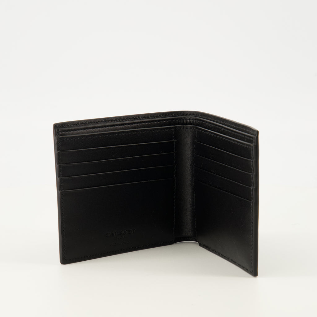 생 로랑 파리 남성용 검은 가죽 지갑의 이미지 - 2026년 봄-여름 - 상세 보기 2
