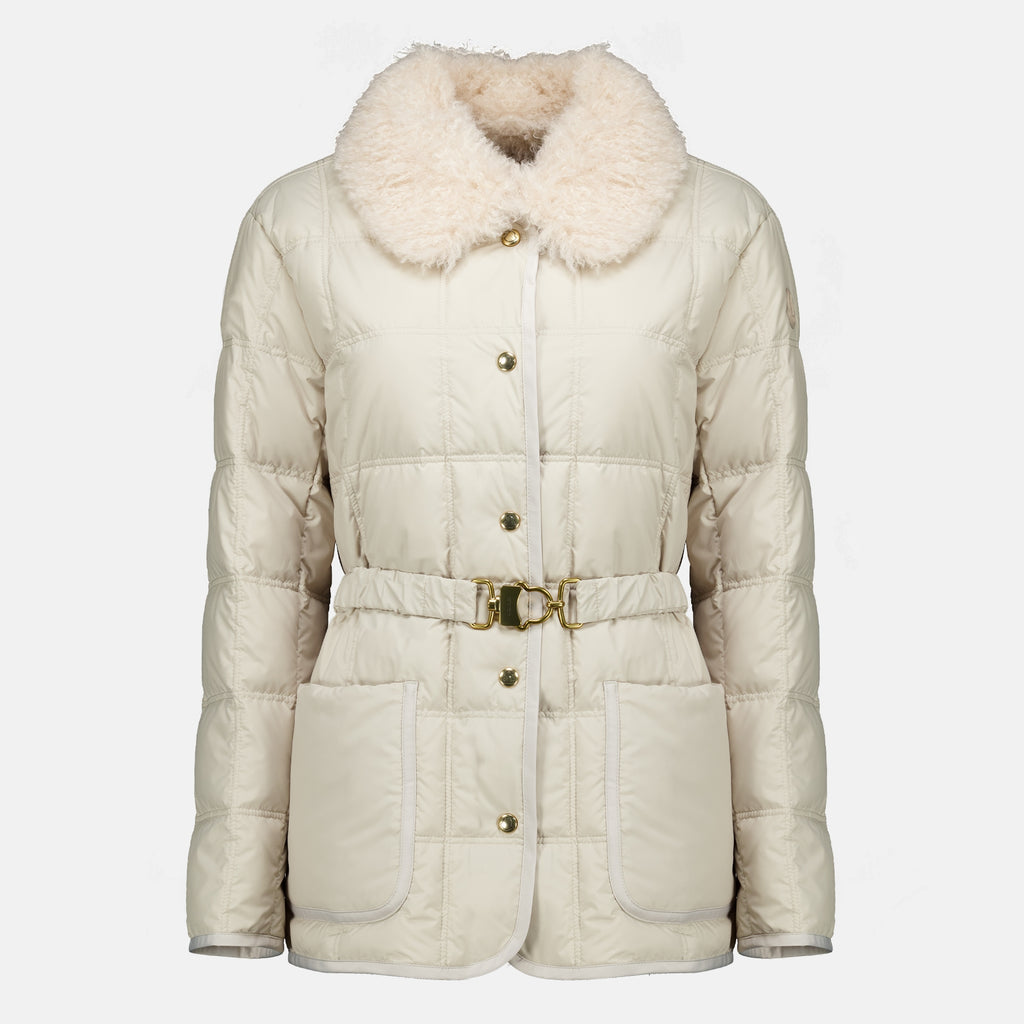 Manteaux Chaqueta de Plumas Beige Cygnes con Cinturón Moncler Beige Femme