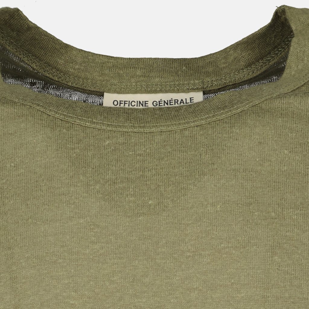 T-shirts Kaki Linen Garment T-shirt Officine Générale Vert Homme