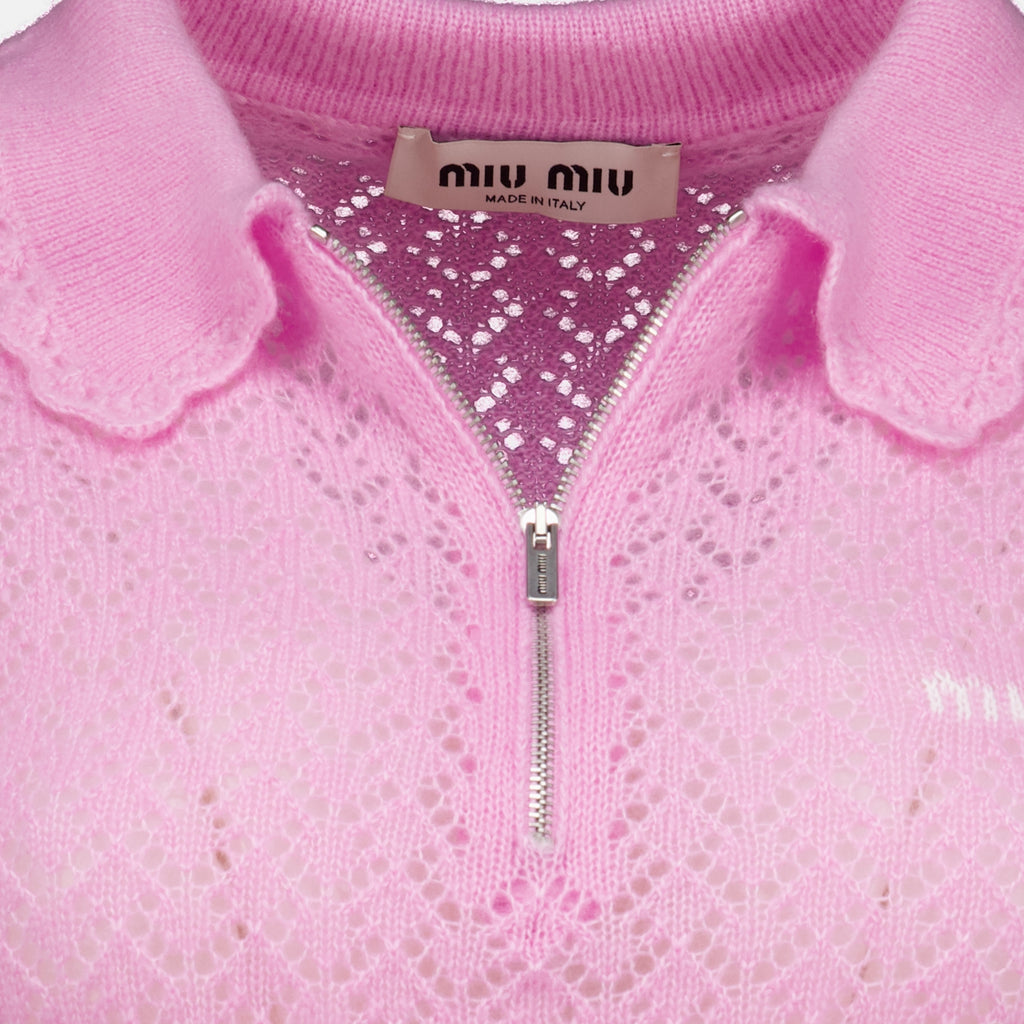 Polos Pink Cashmere and Silk Polo Miu Miu Rose Femme