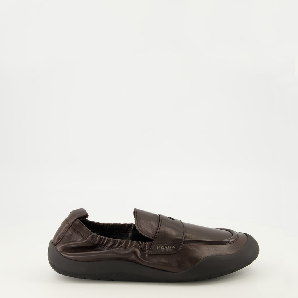 Mocassins Mocassins de Couro Castanho Speedrock Prada Marron Homme