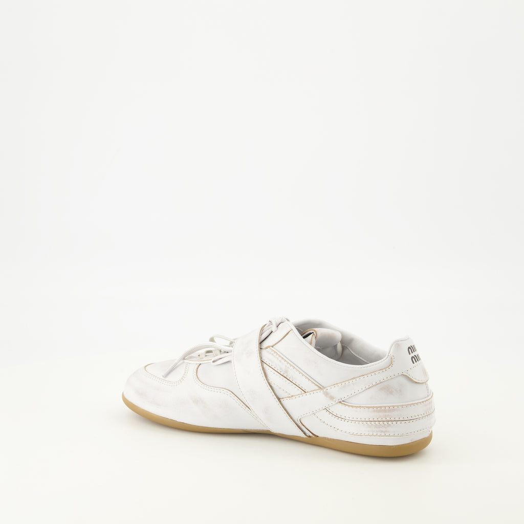 Baskets Baskets Gymnasium en cuir blanc Miu Miu Blanc Femme