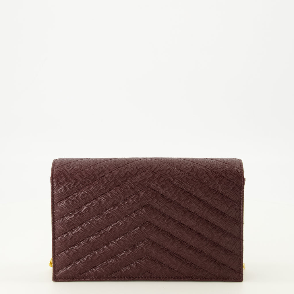 Sacs bandoulière Portafoglio Cassandre a Busta con Catena in Pelle Bordeaux Saint Laurent Bordeaux Femme