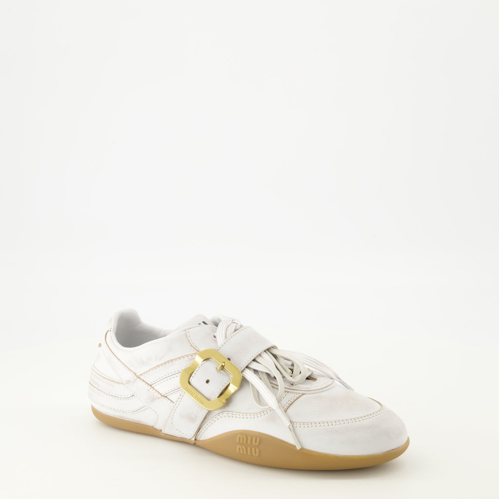Baskets Baskets Gymnasium en cuir blanc Miu Miu Blanc Femme