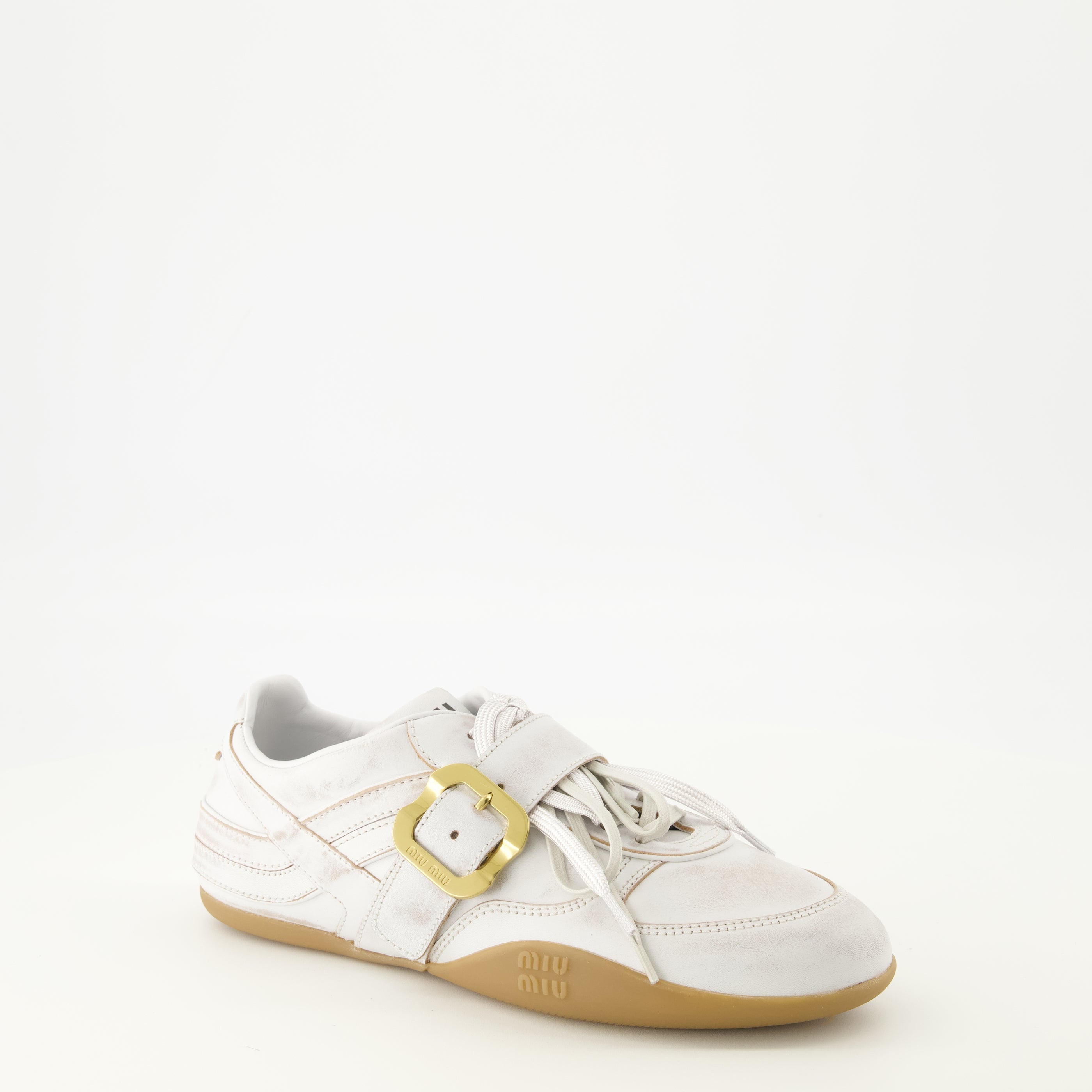 Baskets Baskets Gymnasium en cuir blanc Miu Miu Blanc Femme
