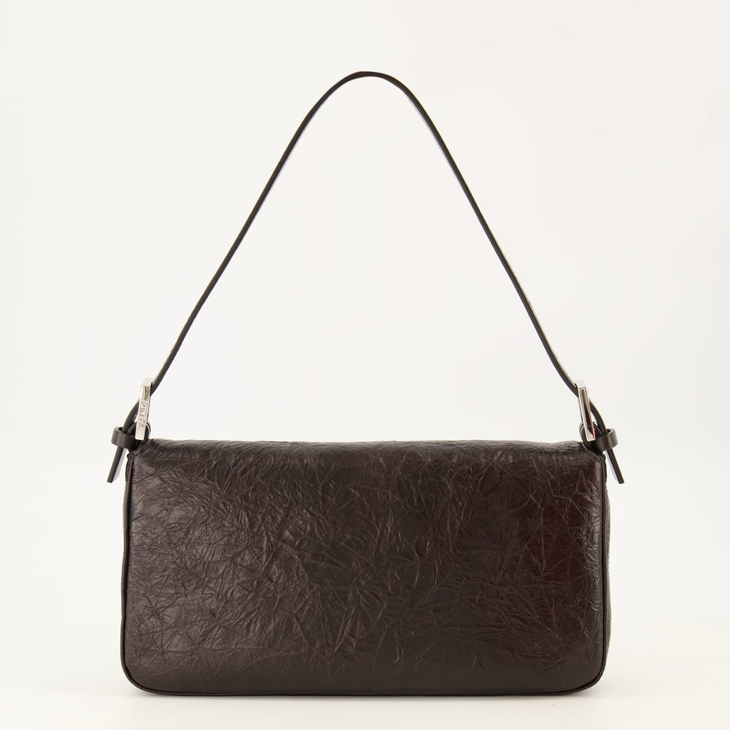 Sacs à main et épaule ブラックテクスチャードレザー バゲット®バッグ Fendi Noir Femme