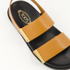 Open shoes Double Strap Sandals Tod's Brown Femme