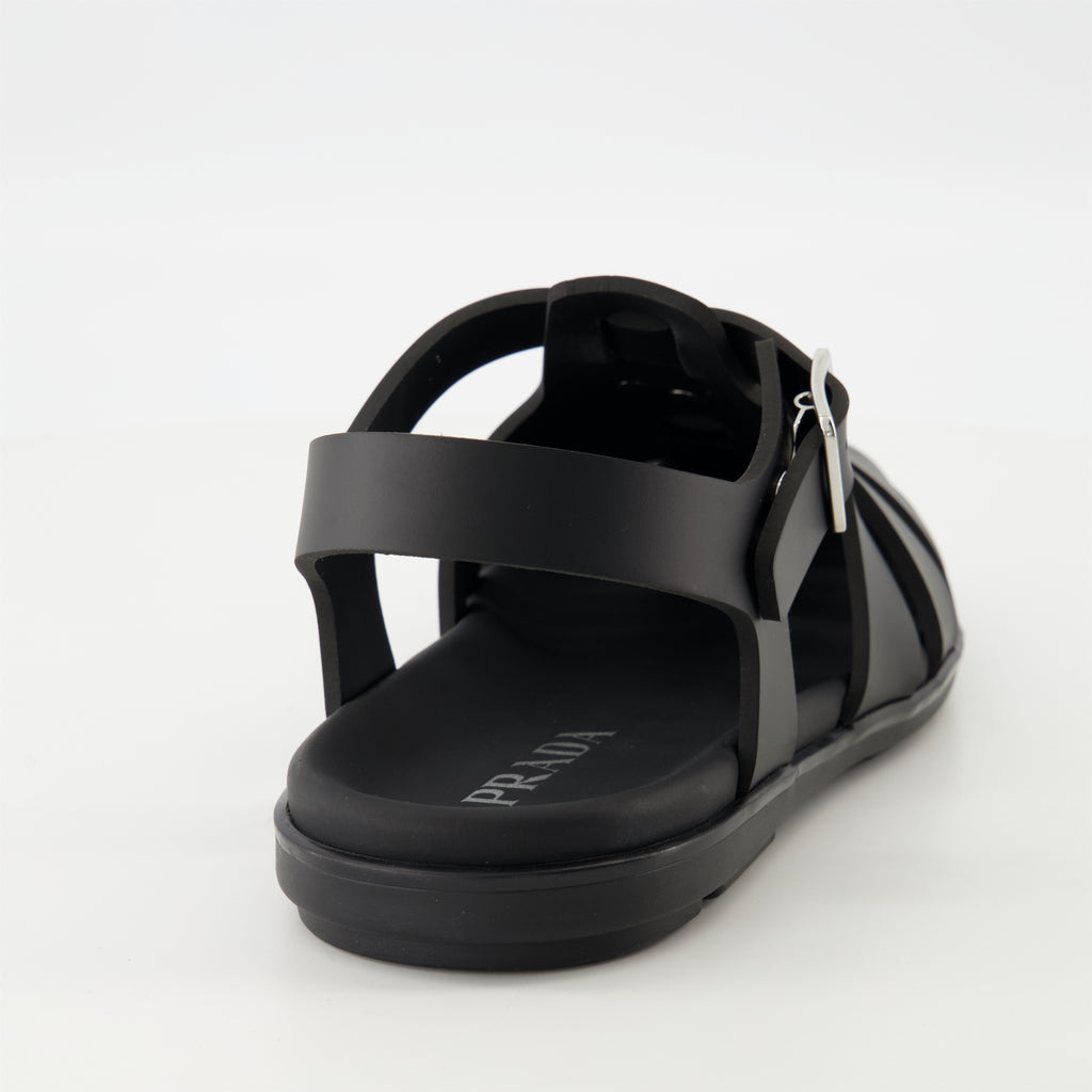 Open shoes Black Rubber Sandals Prada Black Homme