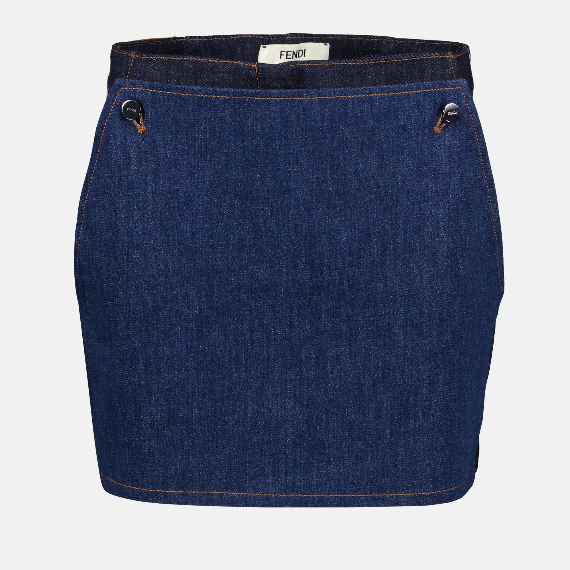Shorts Calções de Denim Bicolor Fendi Azul escuro Femme