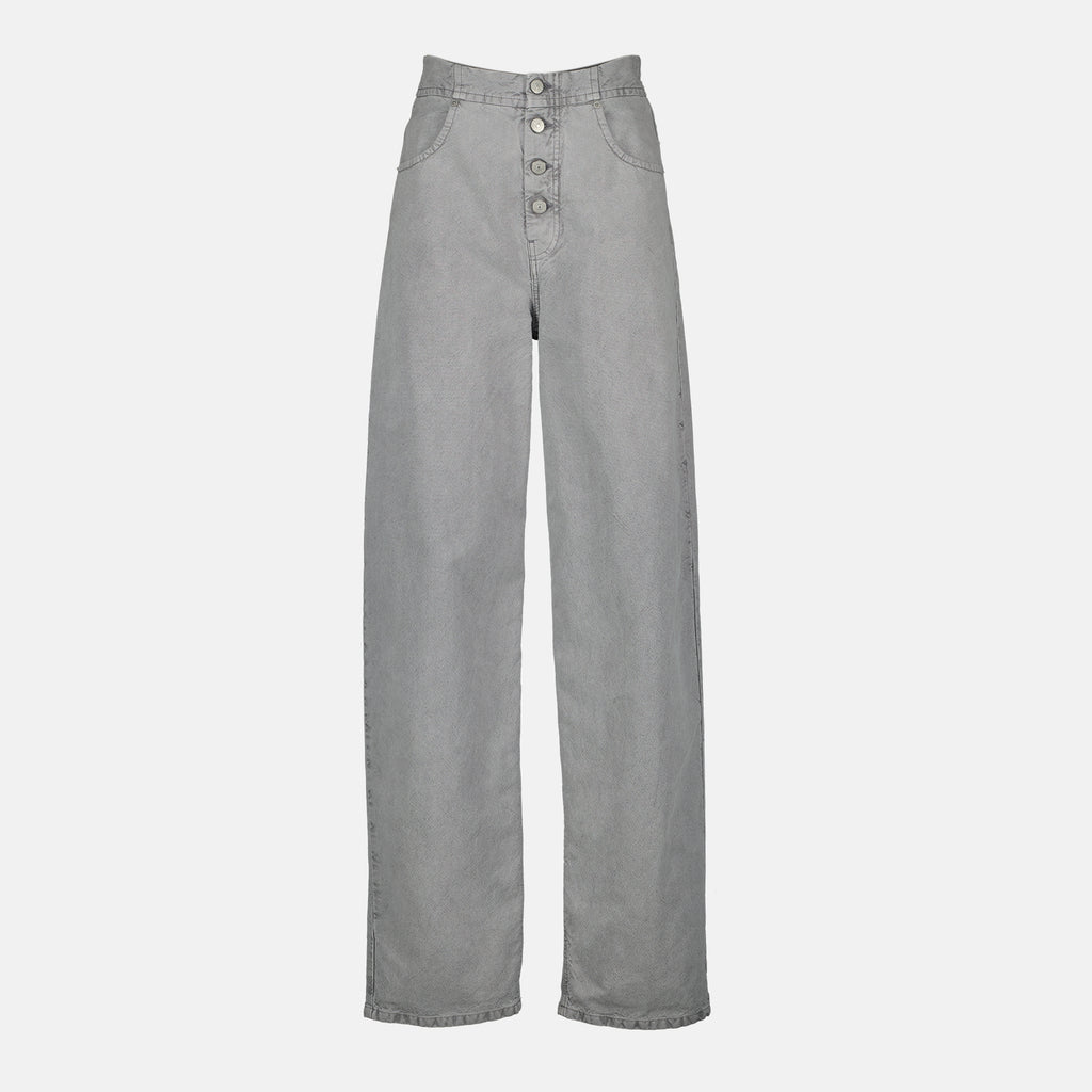 Pantalons High-Waisted Gray Jeans Mm6 Gris Femme