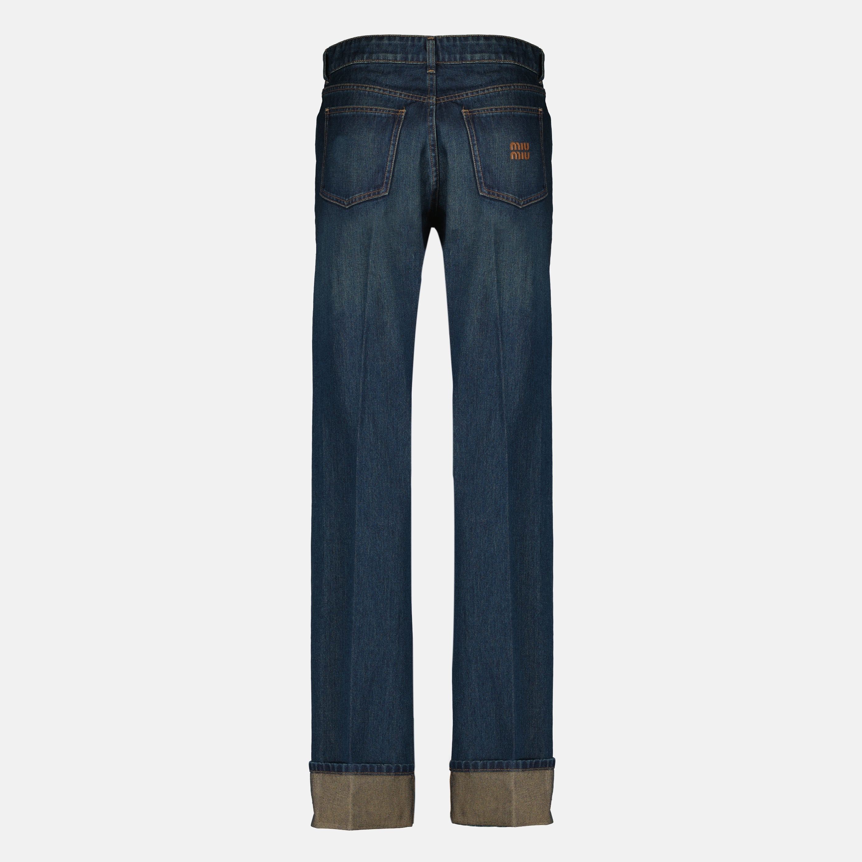 Pantalons Jean droit bleu Miu Miu Bleu foncé Femme