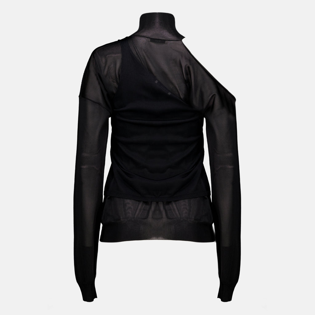 Maille Haut en organza de soie noire Fendi Noir Femme