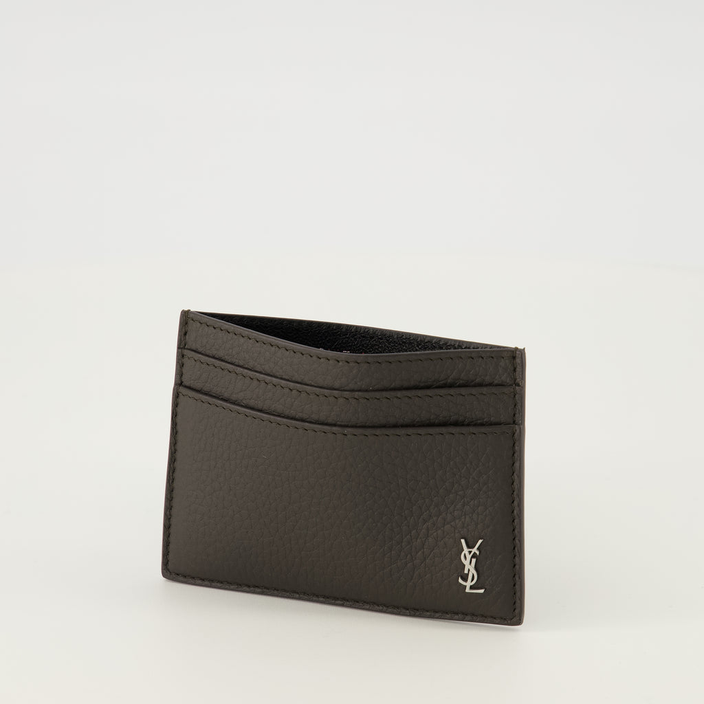 Image of the Tiny Cassandre black cardholder by Saint Laurent for Men - Spring-Summer 2026 - Detailed View_2