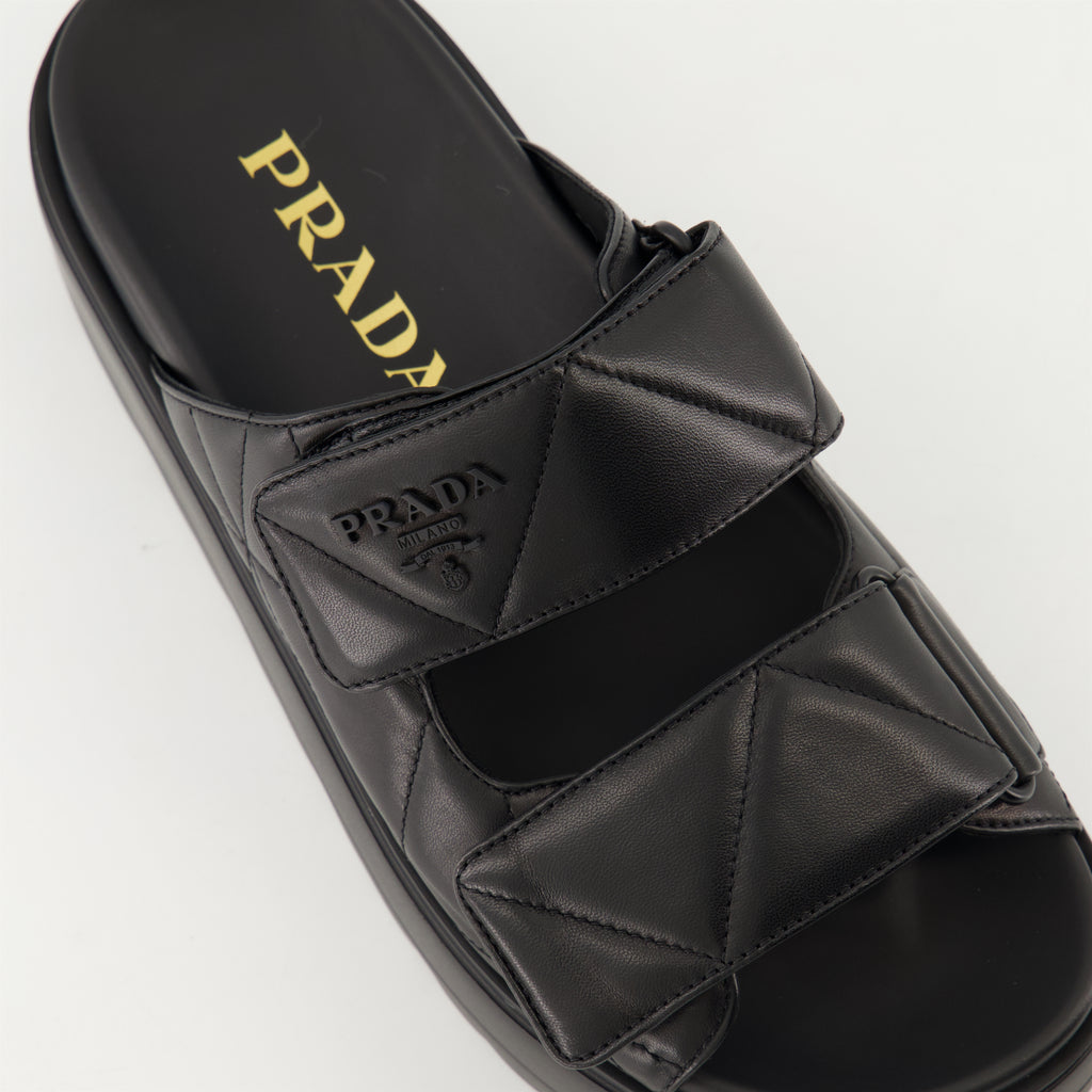 Scarpe aperte Mule in Pelle Trapuntata Prada Nero Femme