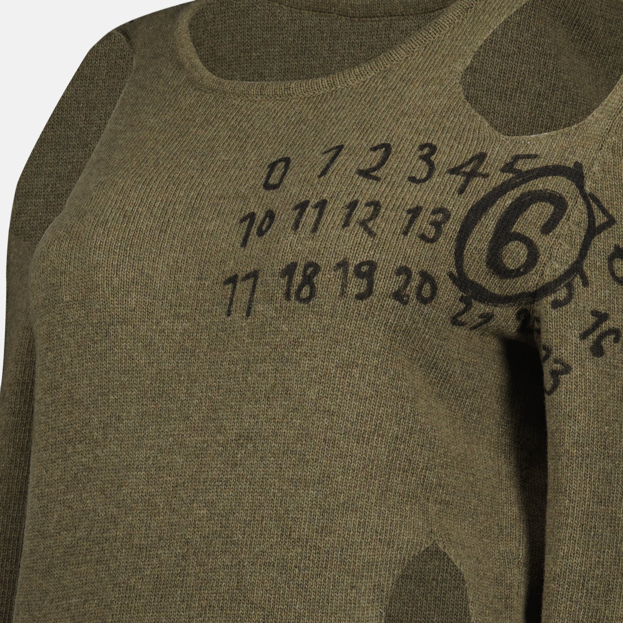 니트웨어 홀 스웨터 Mm6 카키색 옷감 Femme