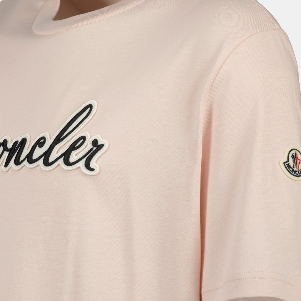 T-shirts Embroidered Logo T-shirt Moncler Pink Homme