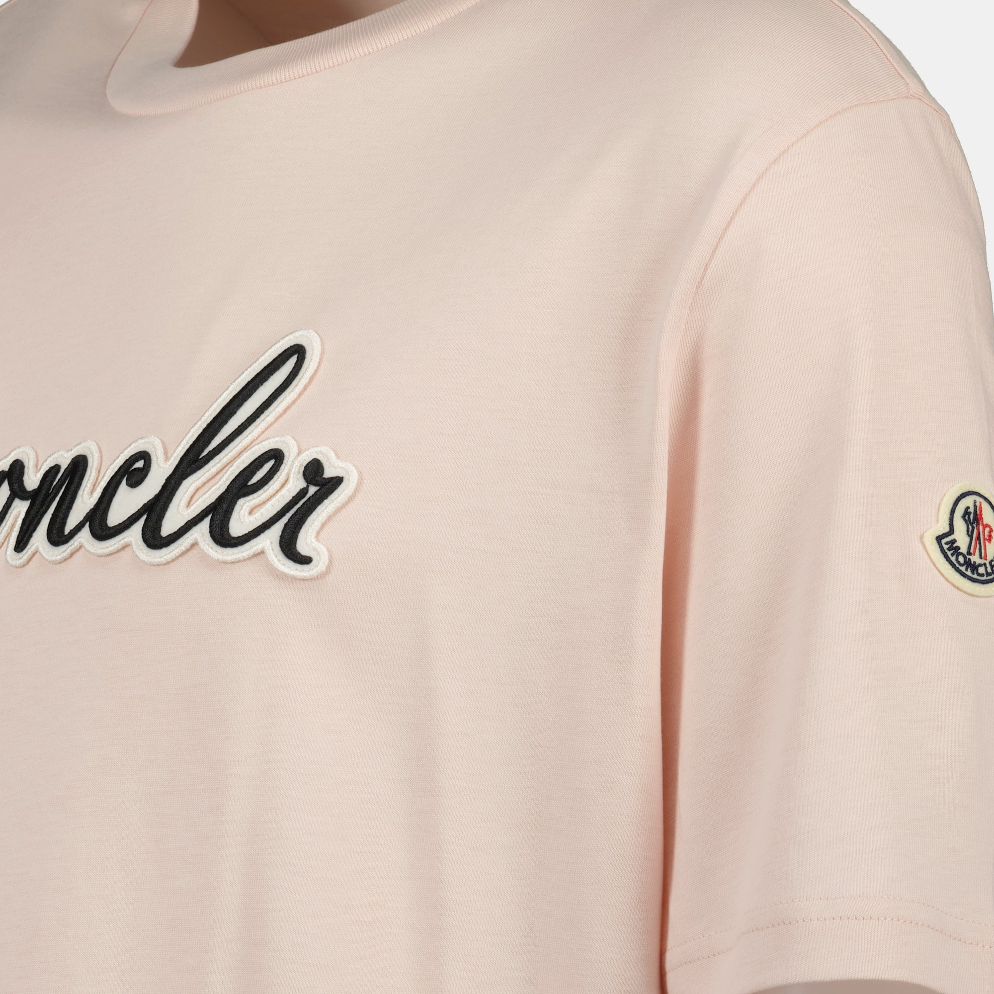 T-shirts Embroidered Logo T-shirt Moncler Pink Homme