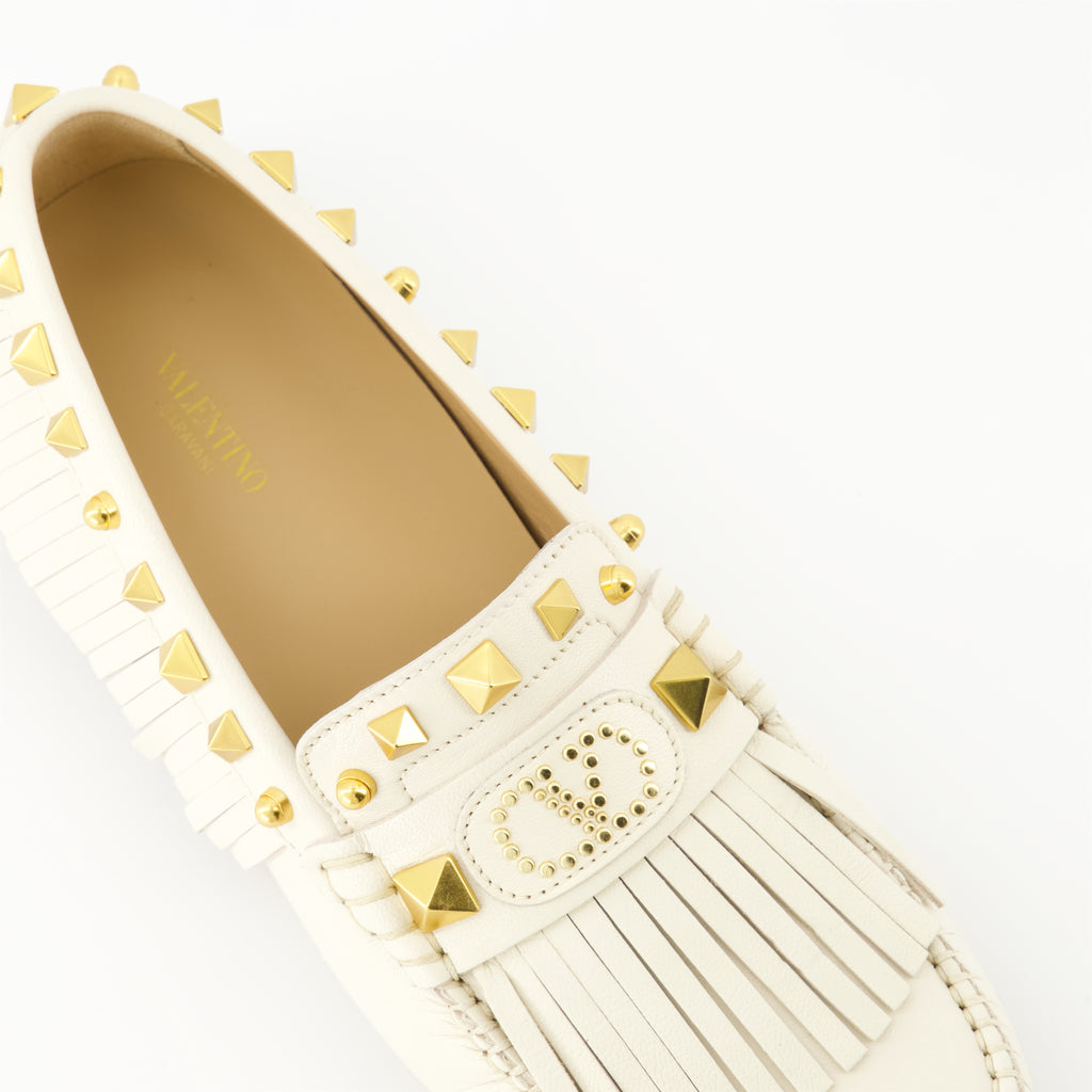 Loafers Fringed Moccasins Plaster Caster Valentino Garavani White Femme