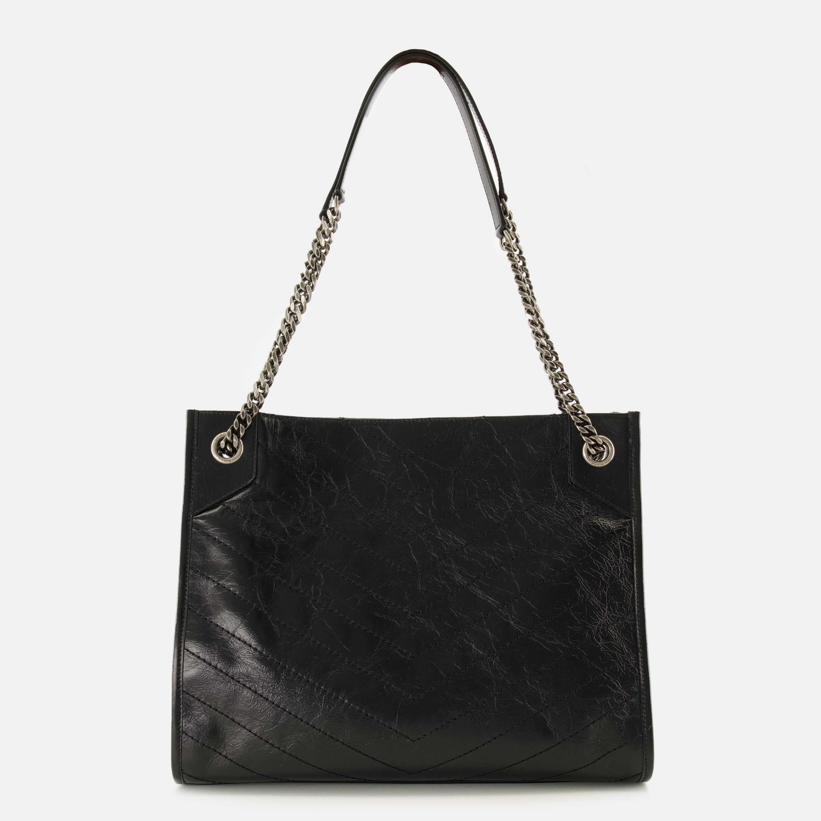 Sacs à main et épaule Sac Niki shopping en cuir vintage noir Saint Laurent Noir Femme