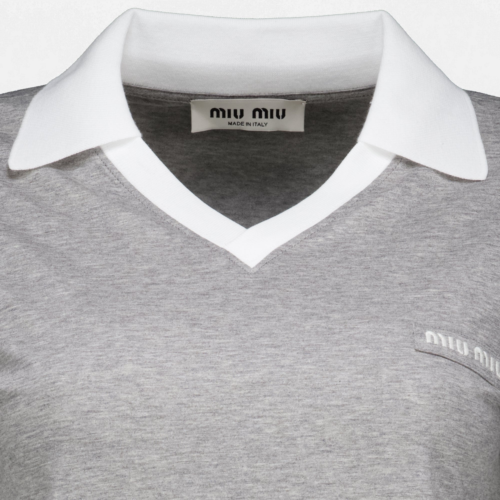 Maille Polo de Jersey Cinza Miu Miu Gris Femme