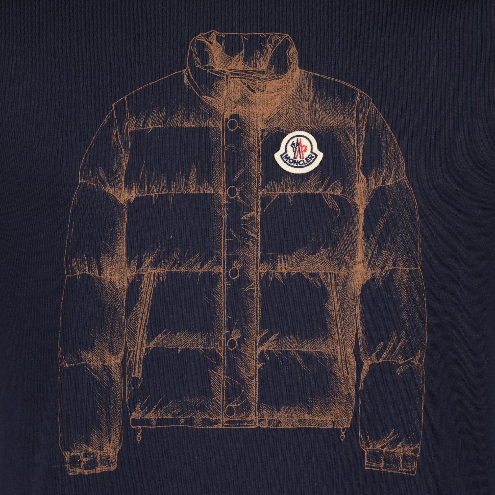 T-shirts Navyblaues Puffer-Print T-Shirt Moncler Bleu foncé Homme