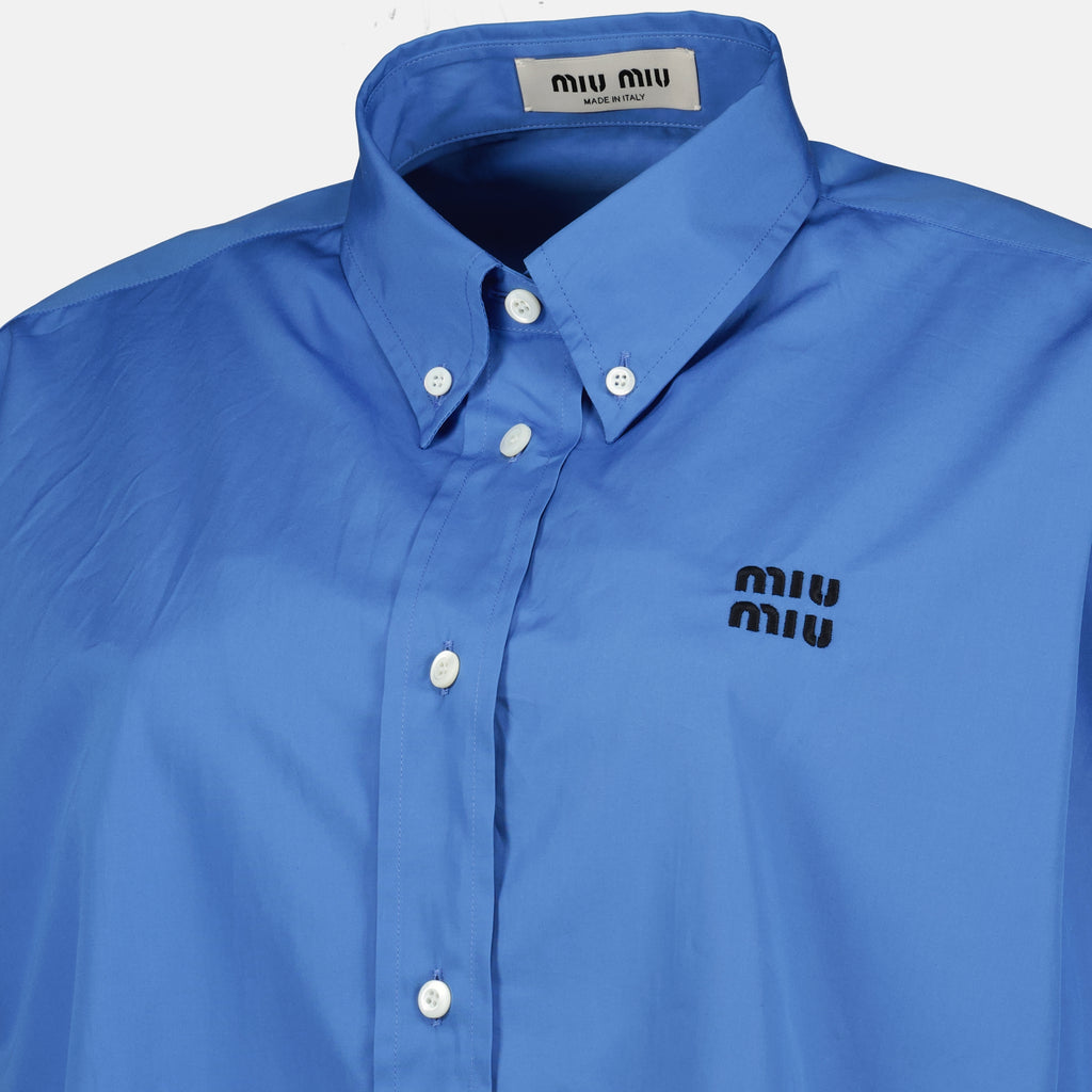 Chemises Oversized Blaues Popelinhemd Miu Miu Bleu foncé Femme