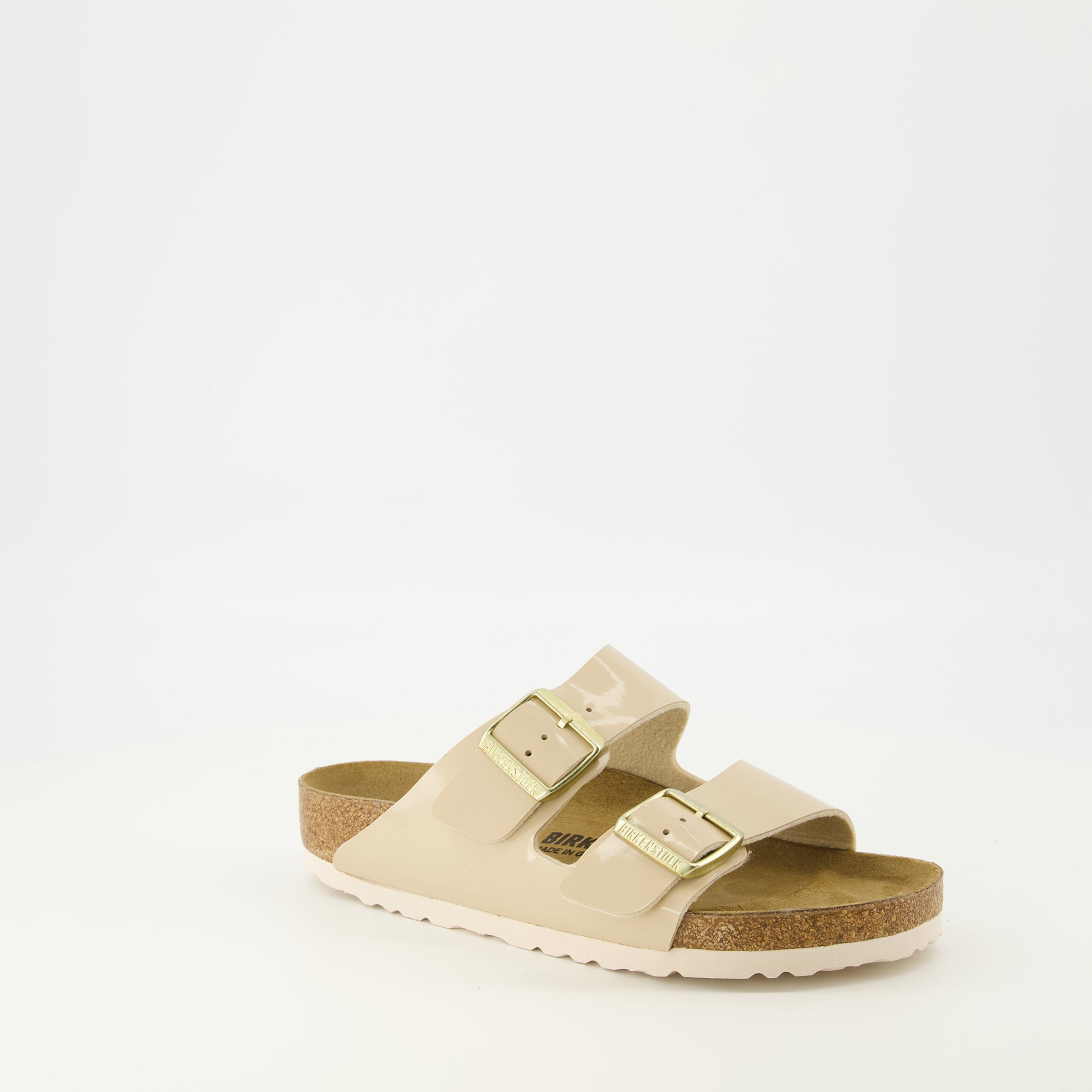 Image of the Birkenstock Arizona Beige Sandals for Unisex - Spring-Summer 2026 - Three-Quarter Front Right View