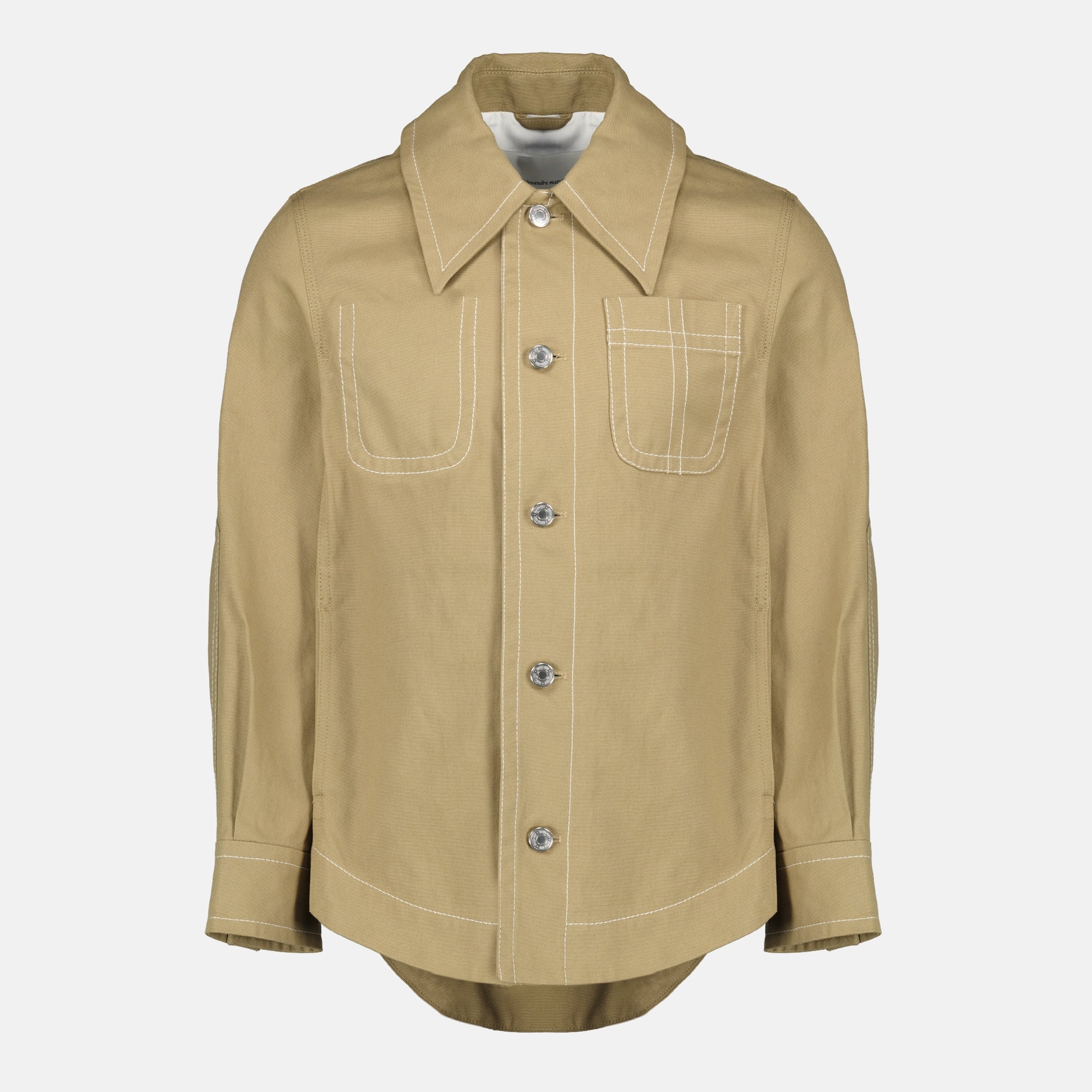 Image of the beige Worker Jacket by Ami PARIS for Unisex - Spring-Summer 2026 - Front View