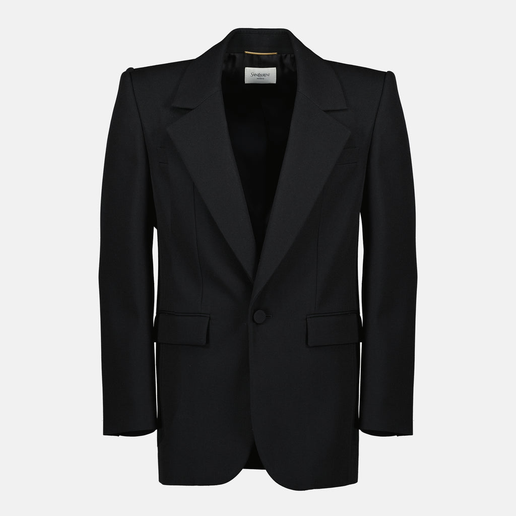 Image de l'article Blazer noir en laine de la marque Saint Laurent pour Homme - Saison Automne-Hiver 2025 - Vue de Face