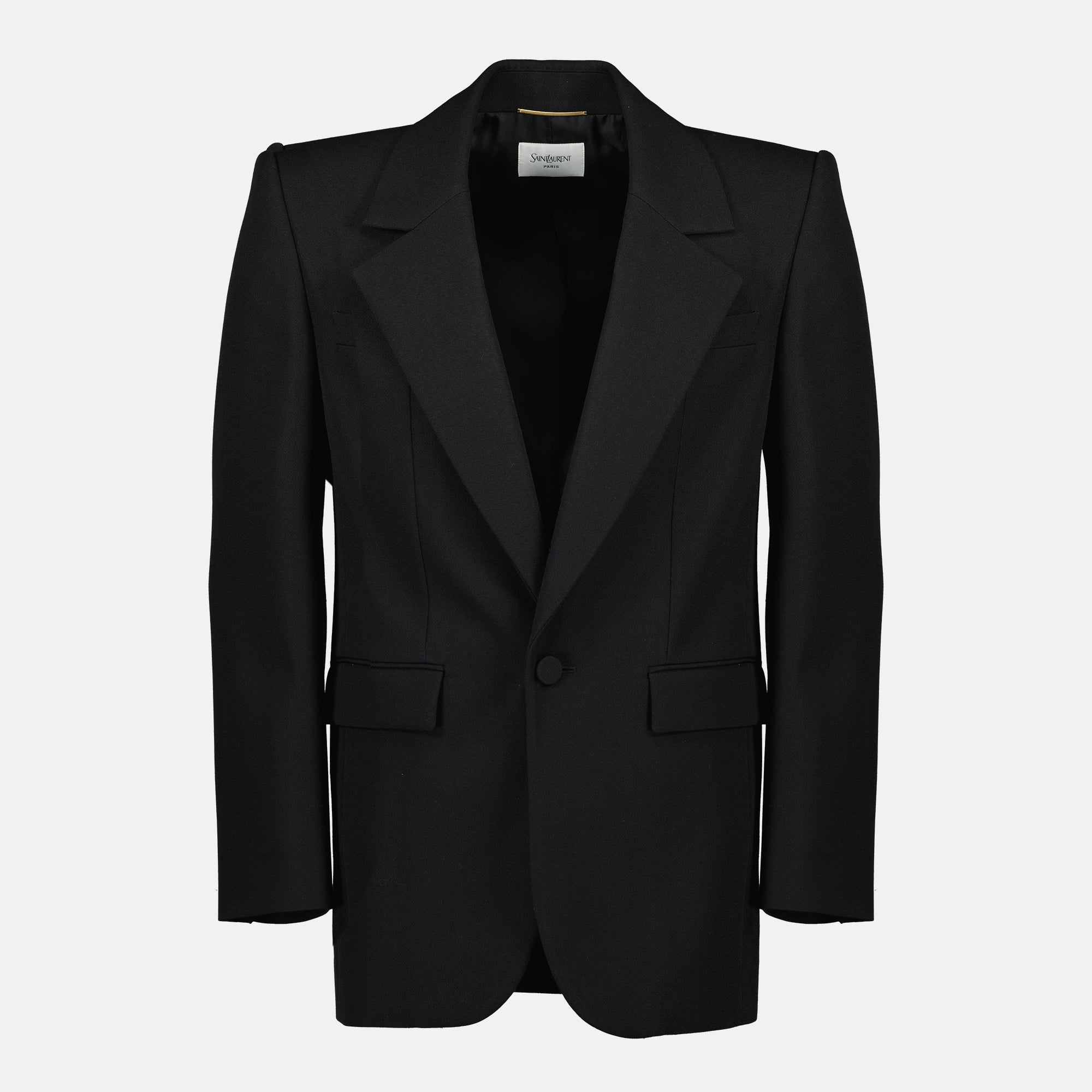 Image de l'article Blazer noir en laine de la marque Saint Laurent pour Homme - Saison Automne-Hiver 2025 - Vue de Face