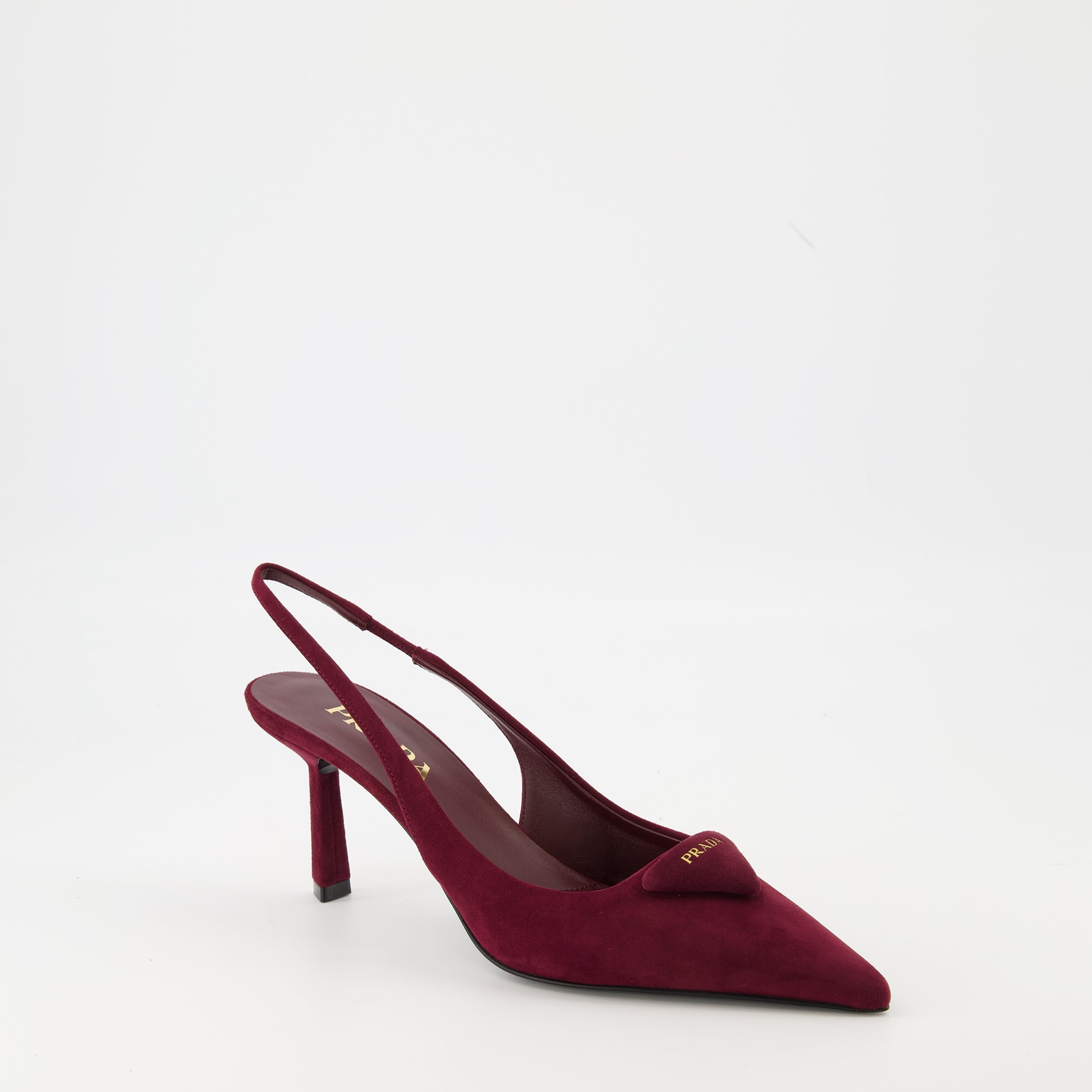 Image of the Prada Women's suede calfskin pumps - Fall-Winter 2025 - Three-quarter front right view