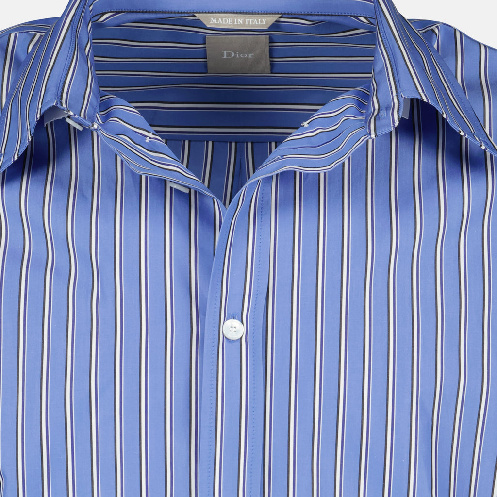 Immagine della camicia a righe blu in cotone di Dior per Uomo - Collezione Primavera-Estate 2026 - Vista Dettagliata_2