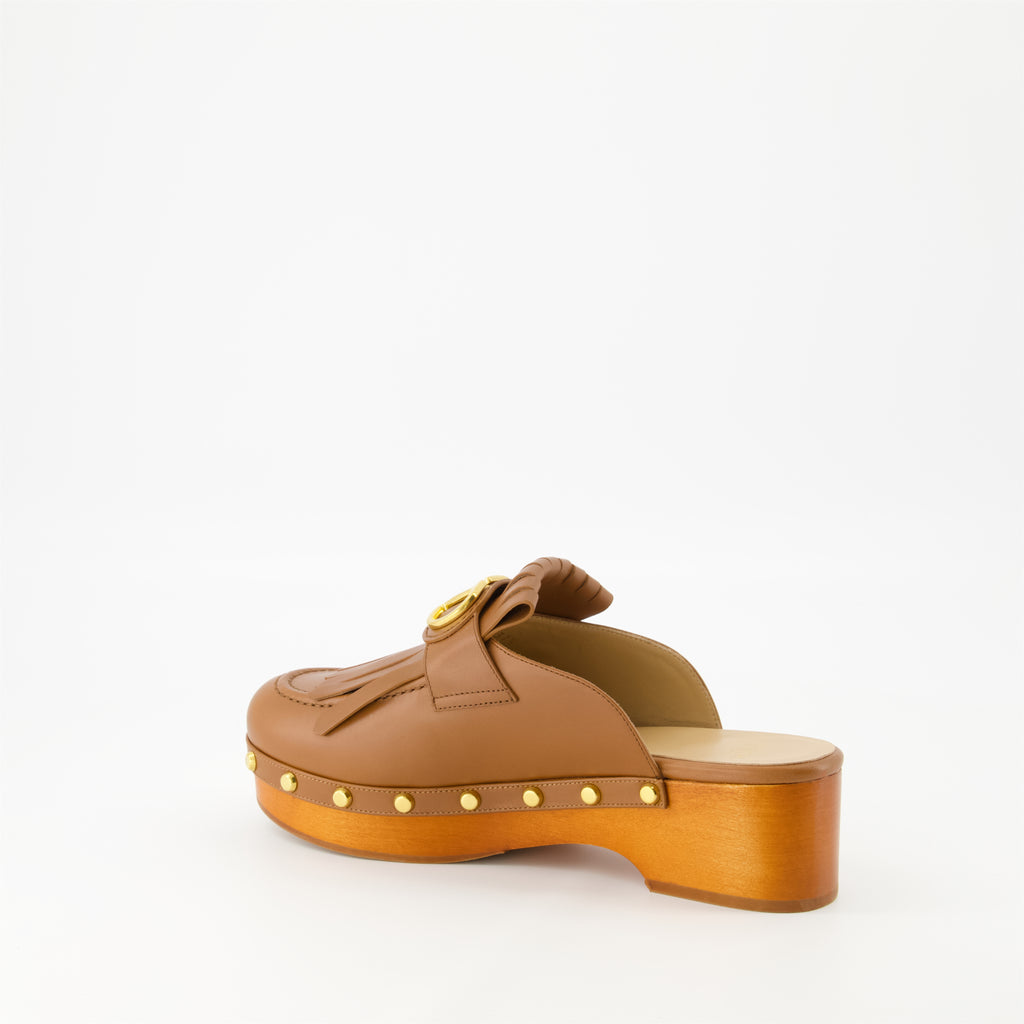 Open shoes VLogo Fringe Clogs Valentino Garavani Brown Femme