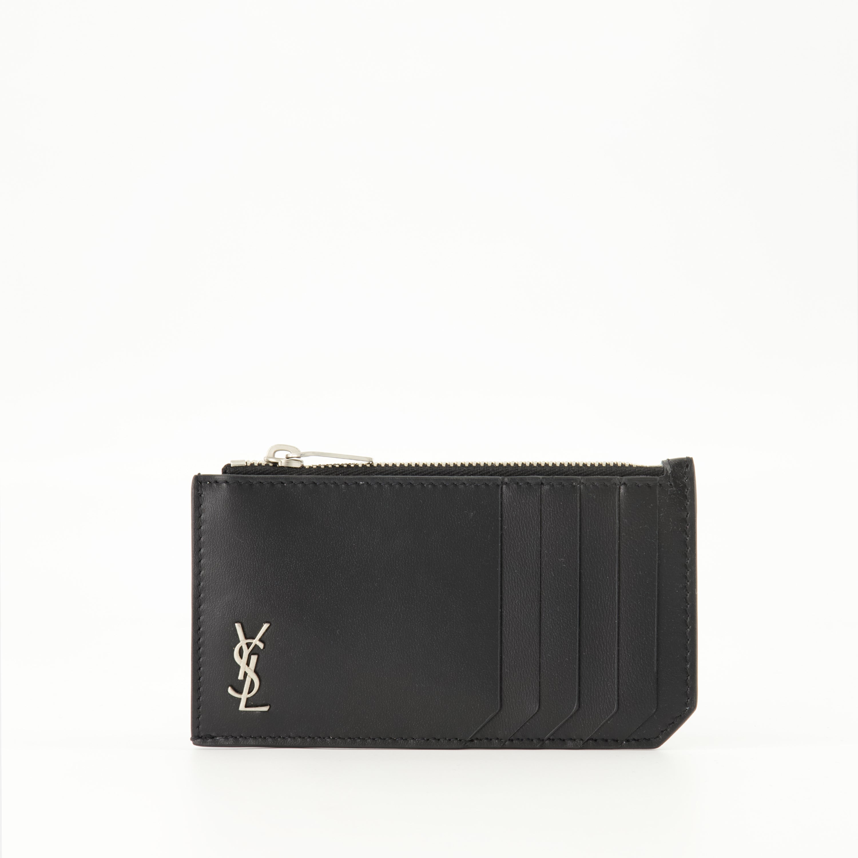 Small leather goods Cassandre Zip Card Holder Saint Laurent Black Homme