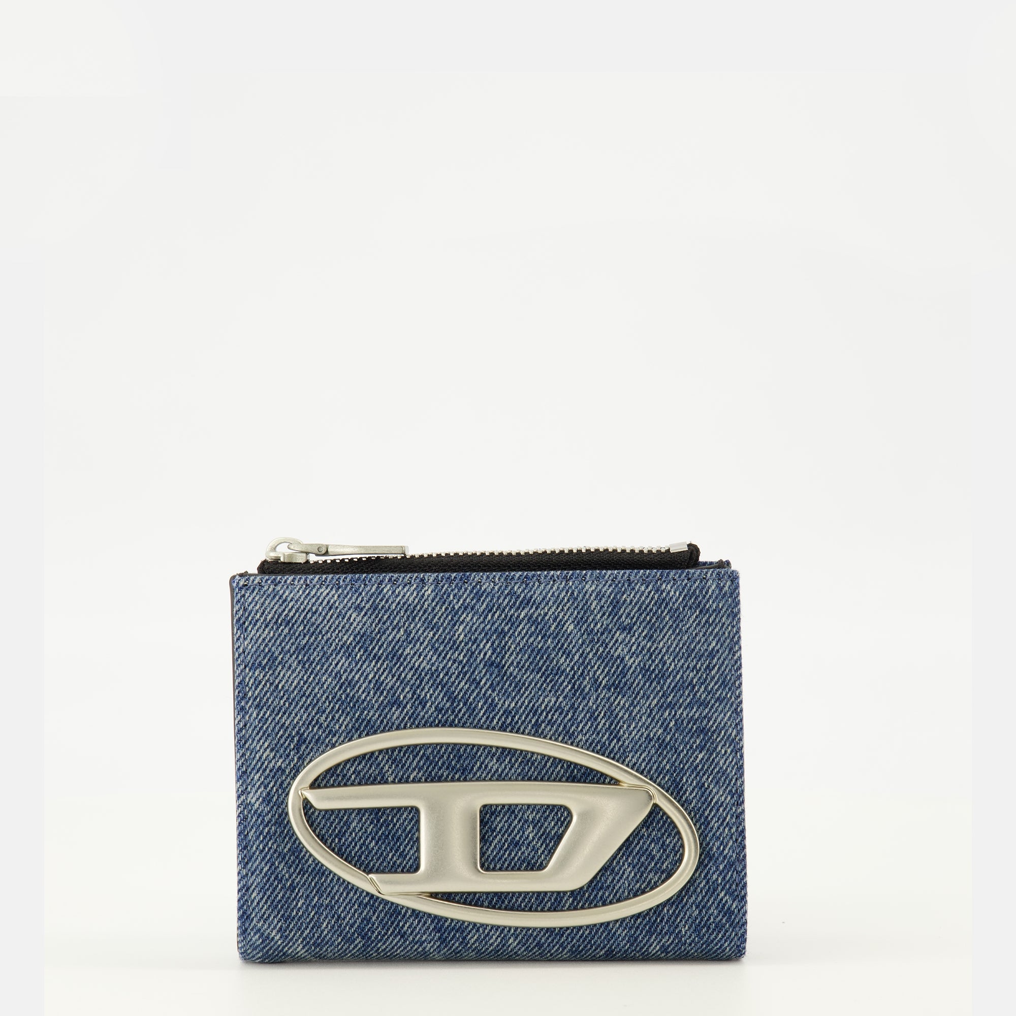 Image de l'article Portefeuille 1DR en denim de la marque Diesel pour Femme - Saison Printemps-Été 2026 - Vue de Face