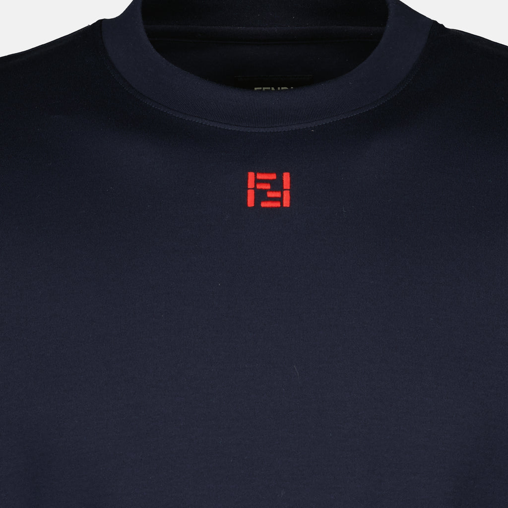 Immagine della t-shirt in cotone blu navy di Fendi per uomo - Collezione Primavera-Estate 2026 - Vista dettagliata_2