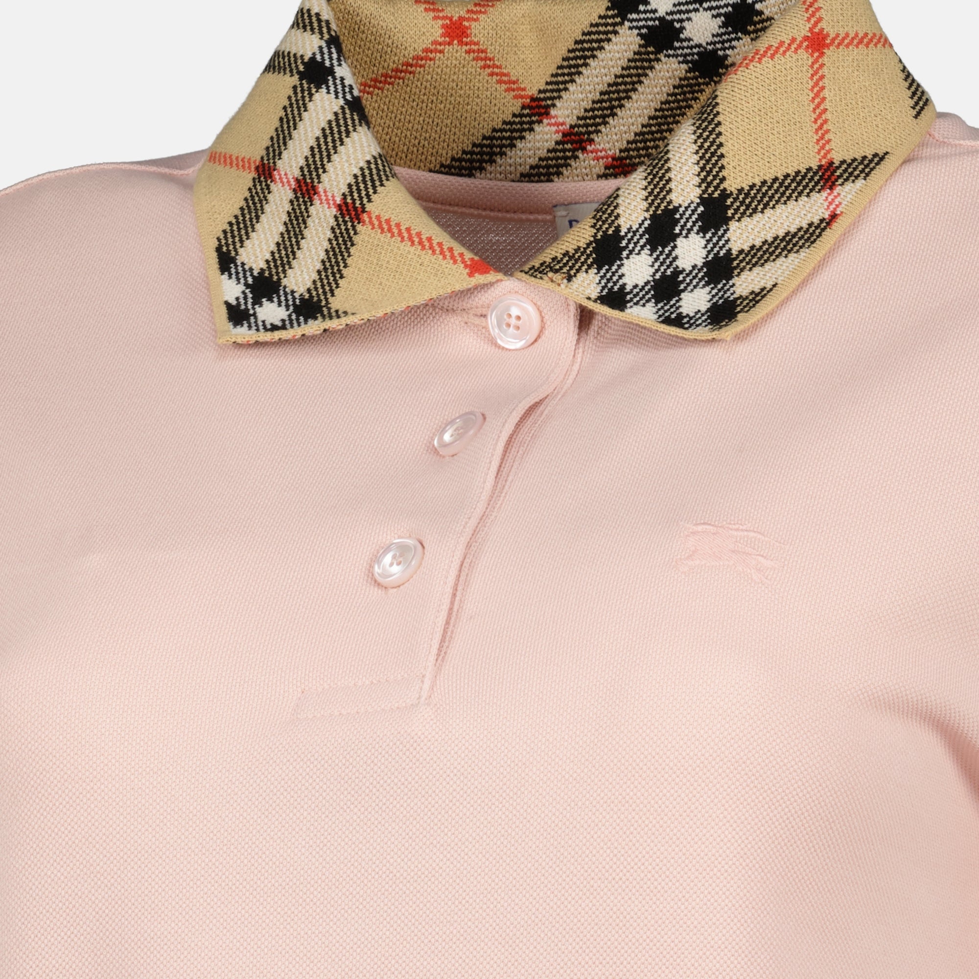 Image of the Burberry Women's Pink Check Polo Dress - Spring-Summer 2026 - Detailed View_1