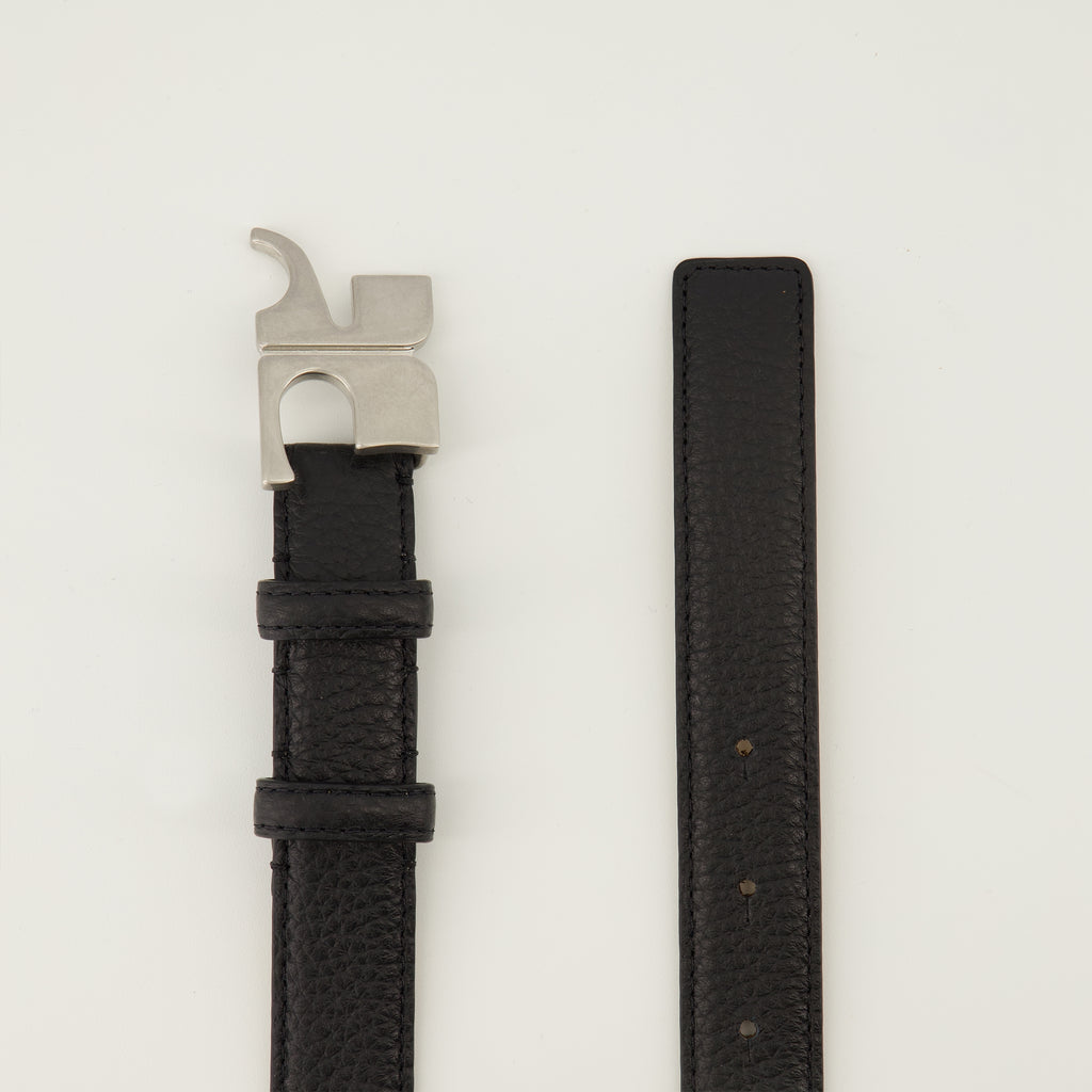 Image of the item Black leather AC belt by Courrèges for Men - Spring-Summer 2026 - Detailed View_3