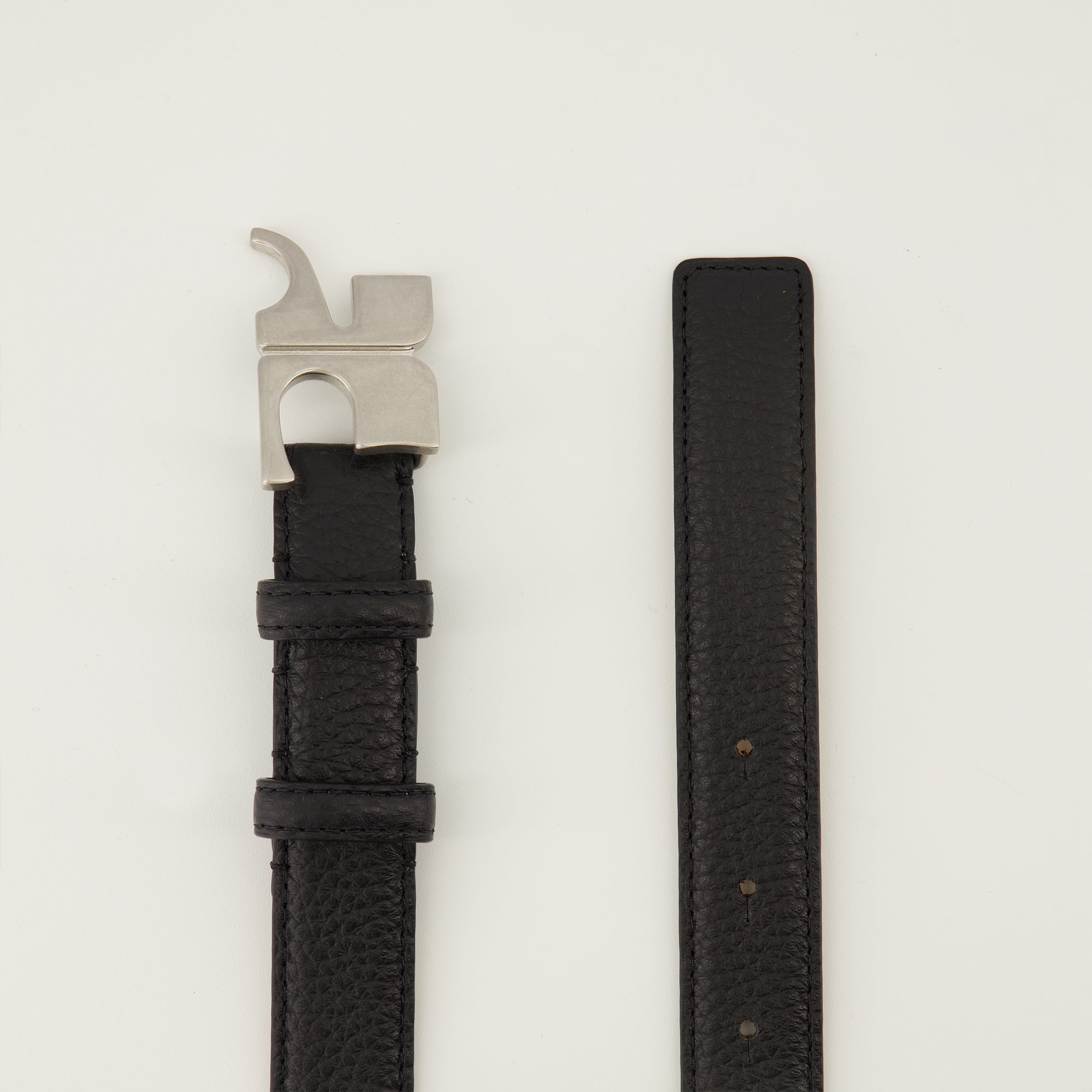 Image of the item Black leather AC belt by Courrèges for Men - Spring-Summer 2026 - Detailed View_3