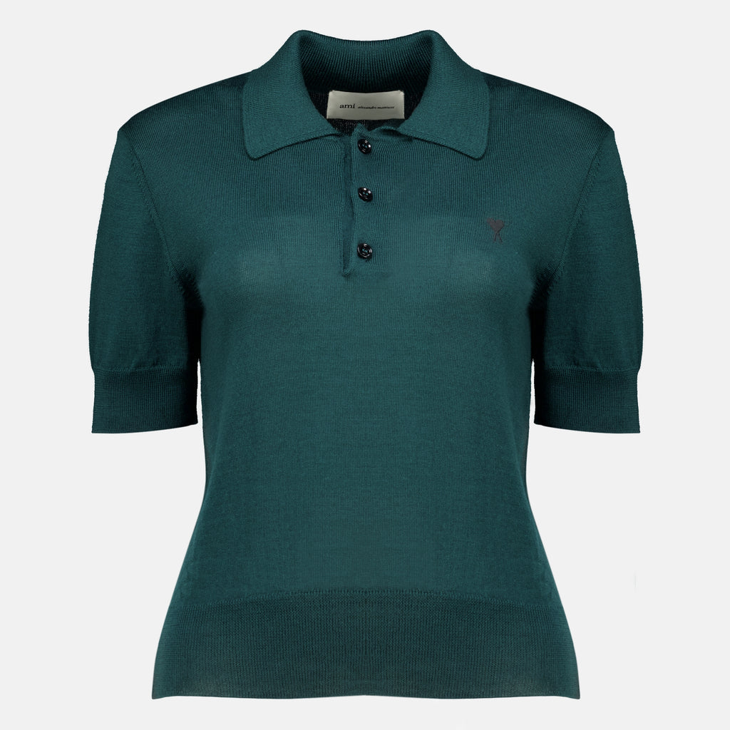 Polos Polo de Coração Verde AMI em Lã Ami PARIS Vert Femme